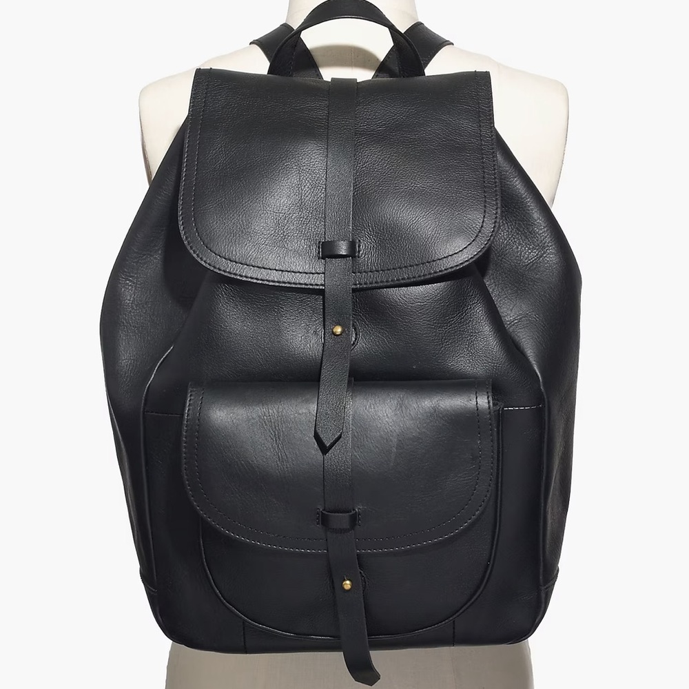 Madewell Black Leather Transport Rucksack